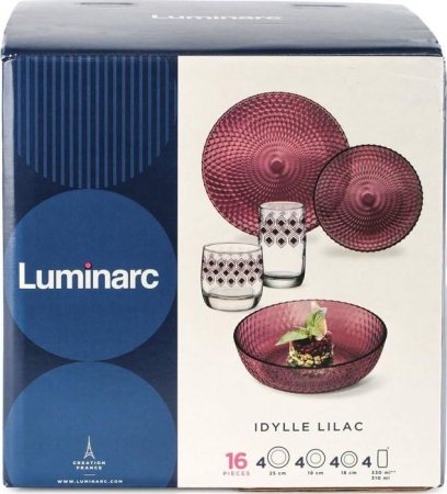 LUMINARC ИДИЛЛИЯ ЛИЛАК 16пр со стаканами РОМБ ЛИЛАК 330мл S1301