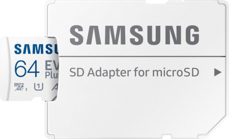 Карта памяти Samsung EVO Plus 2024 microSDXC 64GB (с адаптером)