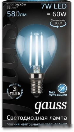 Gauss LED Filament Globe E14 7 Вт 4100 К 105801207