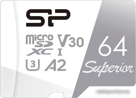 Карта памяти Silicon-Power Superior microSDXC SP064GBSTXDA2V20SP 64GB (с адаптером)
