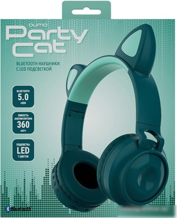 Наушники QUMO Party Cat 32302 (бирюзовый)