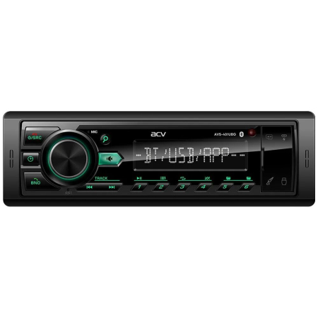 ACV AVS-401UBG (1din/База 36мм/зеленая/Bluetooth/USB/TYPE-C/AUX/SD/FM/4*50)