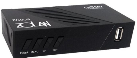 Приемник цифрового ТВ ZOLAN ZN 805 DVB-T2/Wi-Fi/IPTV/MEGOGO/YouTube, дисплей