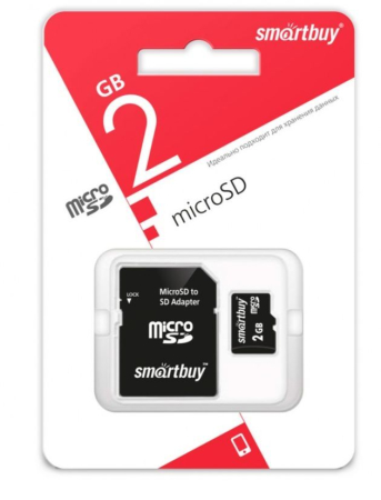 Карта памяти Smart Buy microSD 2 Гб + SD адаптер (SB2GBSD-01)