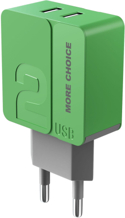 MORE CHOICE (4627151191904) NC46i СЗУ 2USB 2.4A для Apple 8-pin - 1м Green