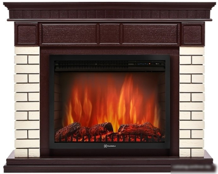 Firelight Bricks 25 (камень бежевый/шпон темный дуб)