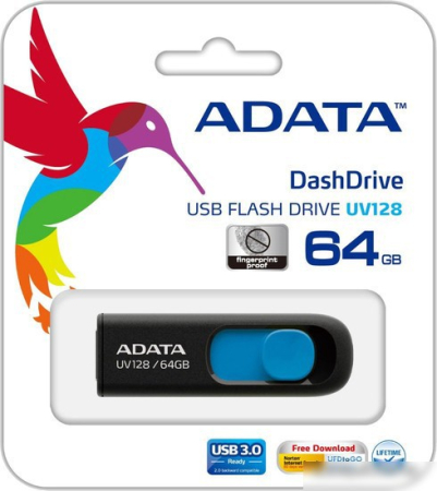 A-Data DashDrive UV128 64GB (черный/синий)