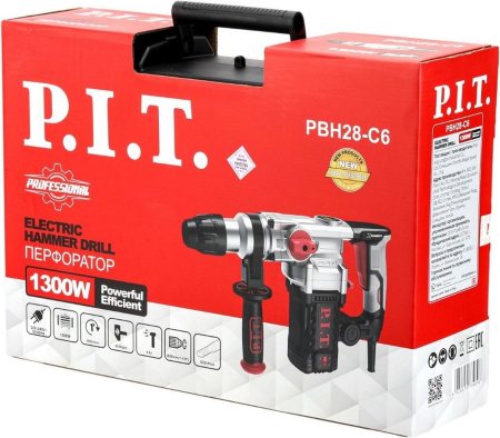 P.I.T. Перфоратор SDS-Plus электрич. PBH28-C6 (верт, 1400Вт, 5,5Дж, 3реж, Ø28мм, 0-900об/мин)