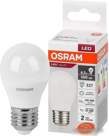 Светодиодная лампа Osram LV CL P60 7 SW/865 230V E27 10X1 RU