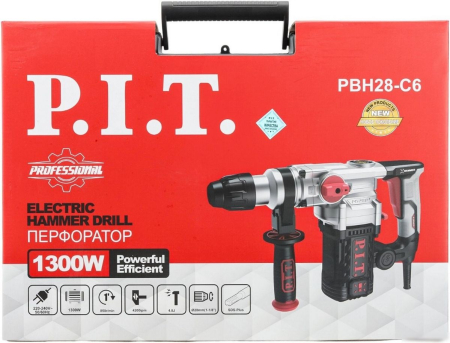 P.I.T. Перфоратор SDS-Plus электрич. PBH28-C6 (верт, 1400Вт, 5,5Дж, 3реж, Ø28мм, 0-900об/мин)