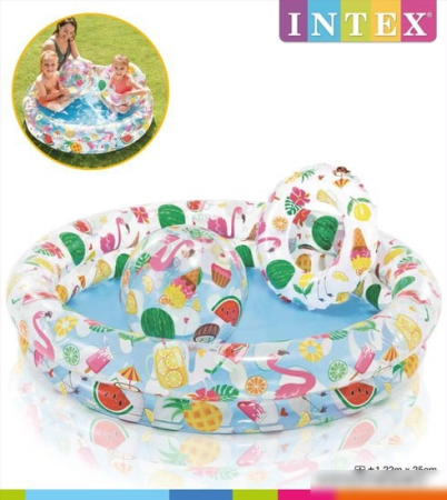 INTEX Бассейн надувной,круг, мяч (122*25см). Новый дизайн. Арт. 59460NP