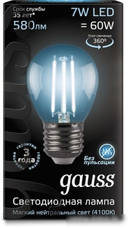 Gauss LED Filament Globe E27 7 Вт 4100 К 105802207