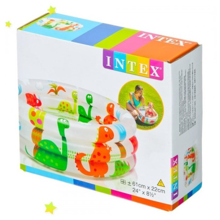 INTEX Бассейн надувной 61x22 см. Динозавры с надувным дном . Арт. 57106NP