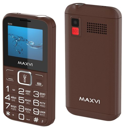 Кнопочный телефон Maxvi B200 (коричневый)