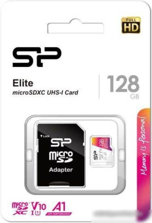 Silicon-Power Elite microSDXC SP128GBSTXBV1V20SP 128GB (с адаптером)