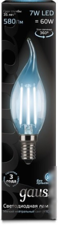 Gauss LED Filament Candle tailed E14 7 Вт 4100 К 104801207