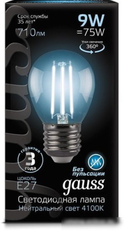 Gauss Filament Globe E27 9 Вт 4100 К 105802209